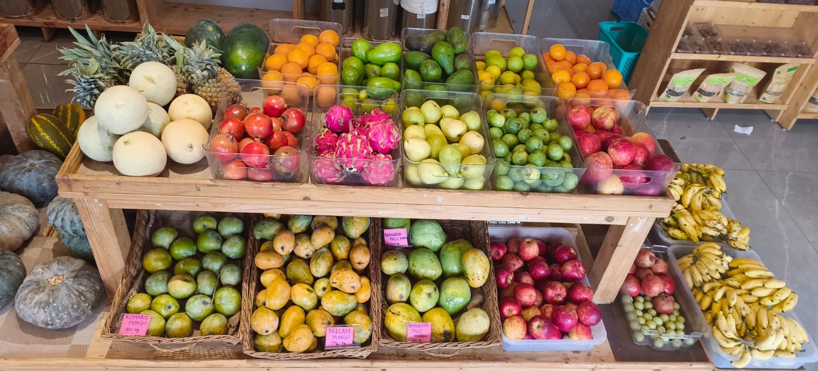 Fresh fruits display inside QFarmers